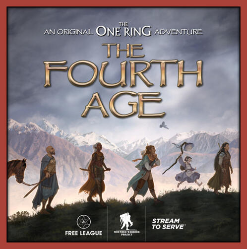 A logo image for The Fourth Age series that features the characters traveling across a mountain ridge with the text "The Fourth Age" over their heads.